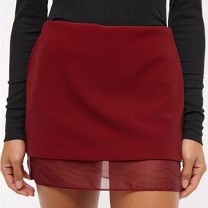 Abercrombie Mid Rise Sheer Hem Mini Skort